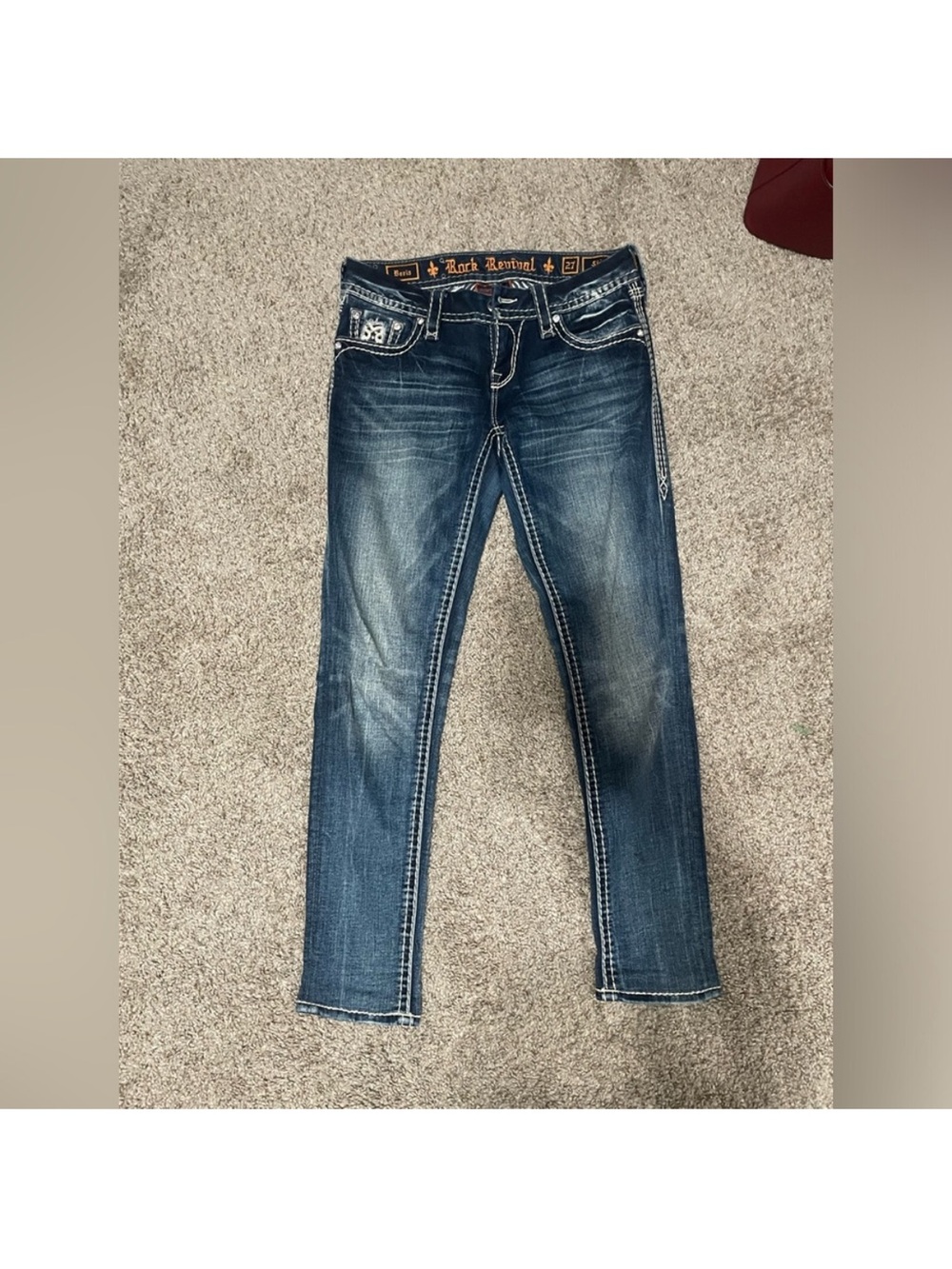 Rock Revival Women's Indigo Skinny Jeans with Contrast Stitching